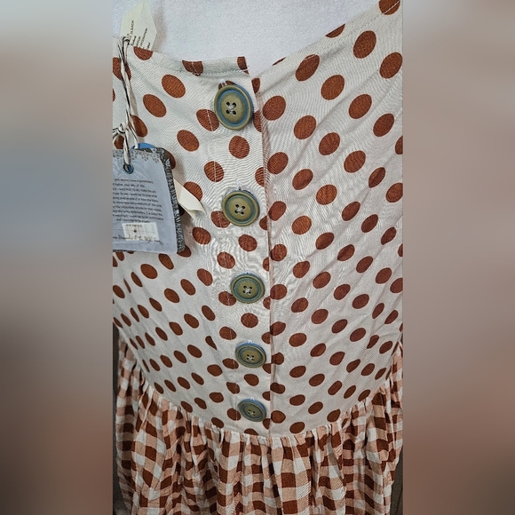 MATILDA JANE Feeling Collegiate Polka Dot and Checkered Babydoll Blouse.M NWT - Picture 12 of 13